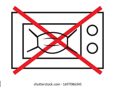 no secado ni calentamiento en el microondas, icono vectorial, 