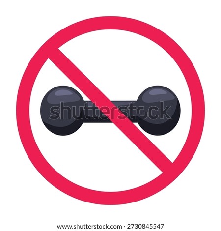 No dumbbell sign, do not use dumbbell icon, no weightlifting sign, prohibited gym equipment symbol, no fitness equipment symbol