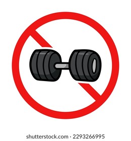 No Dumbbell Sign on White Background