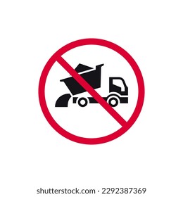 No se prohíbe el vertido de carga, se prohíbe el volcado de camiones, se prohíbe la pegatina redonda moderna, ilustración vectorial