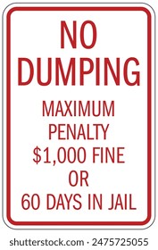 No dumping fine warning sign