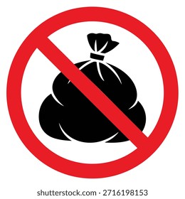 No se permite el vertido o la basura para firmar la Ilustración vectorial de un medio ambiente limpio y la prohibición de la eliminación de residuos en espacios públicos