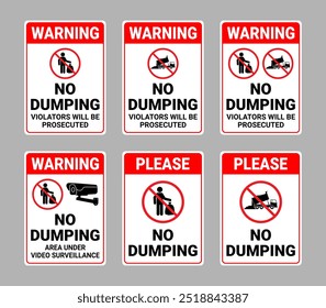 No Dumping Signs Vector Illustration