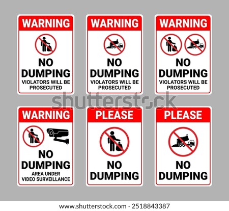 No Dumping Signs Vector Illustration
