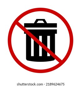 No dumping. No Trash. Trash can and no dumping sign. Trash dumping restriction. Vector.