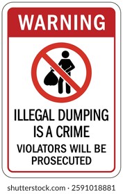 No dumping warning sign and labels