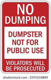 No dumping warning sign and labels
