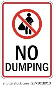 No dumping warning sign and labels