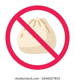 No dumpling dimsum sign, forbidden siomay sign, dumpling prohibition symbol, siomay with red crossed circle symbol, dimsum restriction icon
