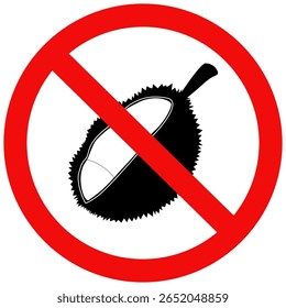 No Durian fruit sign. No durian fruit allowed vector. No Fruit with strong potent smell sign. Flat style vector illustration design.