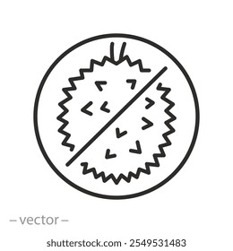 sem ícone de duriano, não são permitidos durianos nesta área, sinal de linha no fundo branco - ilustração vetorial