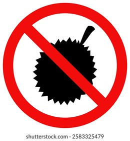 No Durian vector icon sign. No durian fruit allowed vector. No Fruit with strong potent smell sign. Flat style vector illustration editable isolated design.