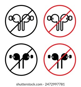 No Earbuds Allowed Sign for Safety Regulations and Noise Control