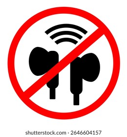 Nenhum dispositivo de fones de ouvido para comunicação ou gravação imprimível e editável em vetor