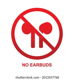 No Earbuds Sign Isolated On White Background Vector Illustration