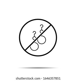 No earrings icon. Simple thin line, outline vector of beauty ban, prohibition, forbiddance icons for ui and ux, website or mobile application