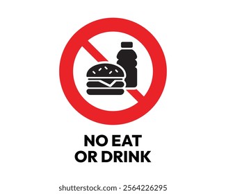 No Eat or Drink Sign, Essential for Cleanliness and Regulation, High-Quality Vector Stock Image