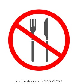 No Eating Allowed Warning Icon Sign Vector Illustration
