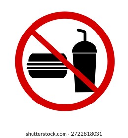 No se permite comer ni beber letreros para áreas restringidas. Señal de área restringida sin comida ni bebida.