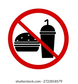 No se permite comer ni beber letreros para áreas restringidas. Señal de área restringida sin comida ni bebida.