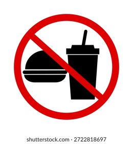 No se permite comer ni beber letreros para áreas restringidas. Señal de área restringida sin comida ni bebida.