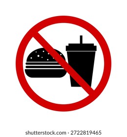 No se permite comer ni beber letreros para áreas restringidas. Señal de área restringida sin comida ni bebida.