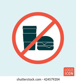 No Eating Or Drinking Icon. Do Not Eat And Drink Symbol. Vector Illustration