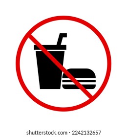 No Eating or Drinking Sign. No Food Area. Facility information. Vector.