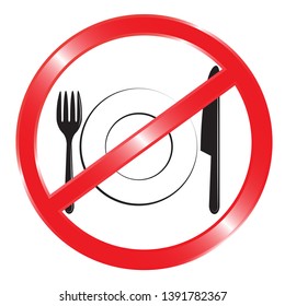 No eating and no drinks allowed isolated on white background.