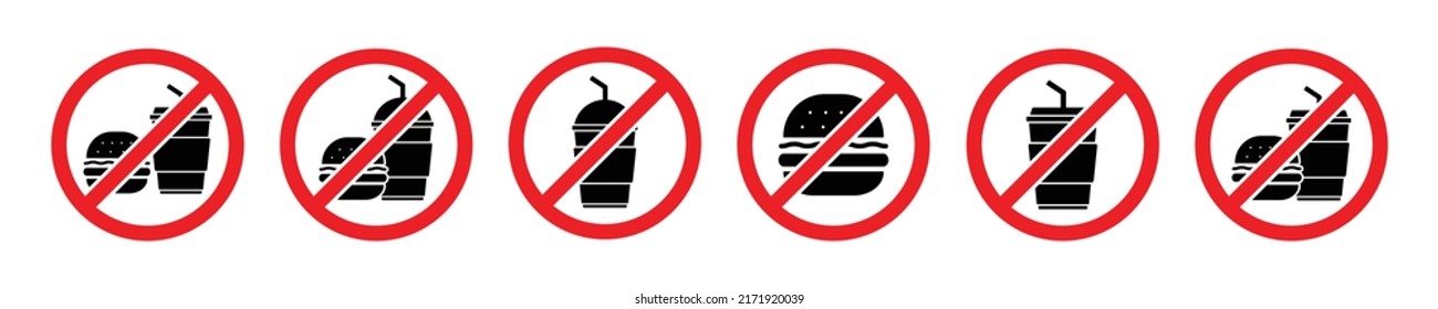 No Eating Icon. No Food and No Drink Icon, Vector Illustration