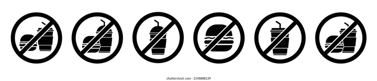 No Eating Icon. No Food and Drink Icon, Vector Illustration