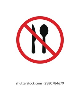 No eating icon symbol. No eating allowed icon isolated on white background