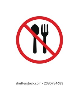 No eating icon symbol. No eating allowed icon isolated on white background