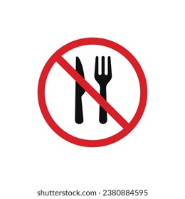 No eating icon symbol. No eating allowed icon isolated on white background