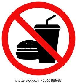 No Eating sign , Don't Eat sign, No eating or drinking sign,Warning sign for eating food and drink.vector illustration