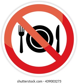 No Eating Sign On White Background.vector Illustration