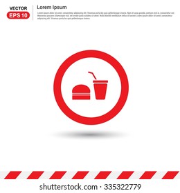 No Eating sign - Red Circle Traffic sign icon