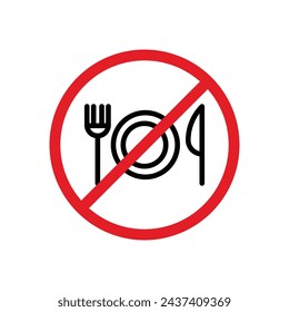 Ilustración de icono de línea vectorial de signo de no comer.