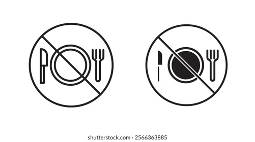 No eating sign vector in line stroke and flat versions