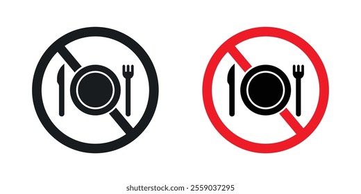 No eating sign vectors in black and colored version