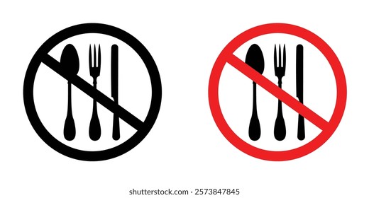 No eating signs vector set