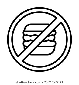 No eating Vector Line Icon Design