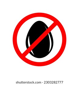 sin icono de huevo, sin huevo ,Indicador de la ilustración del vector en fondo blanco.eps