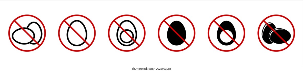 No Egg Icon, Egg Not Allowed, Warning, Egg Prohibited Vector Art Illustration