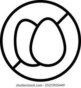 no egg icon. Thin linear style design isolated on white background