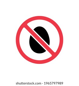 No egg sign, egg forbidden icon vector illustration