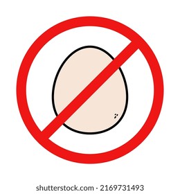 No Egg Sign on White Background