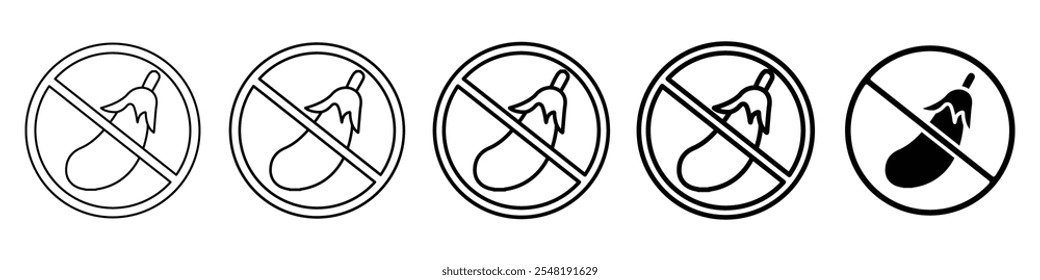 sem ícone de berinjela Conjunto de logotipo de linha fina simples
