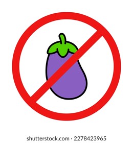 No Eggplant Sign on White Background