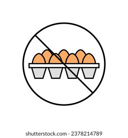 Ilustración del vector de iconos sin huevos. Sin huevos Icono de color lineal